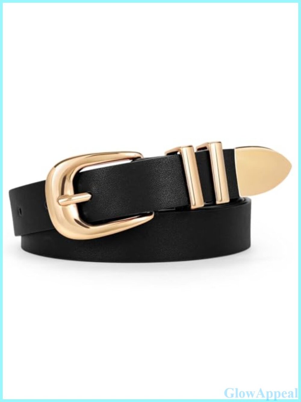 Women's PU Leather Waist Belt Western Style Gold Buckle